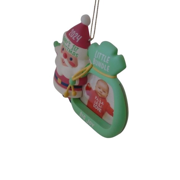 2024 Hallmark LITTLE BUNDLE BIG JOY Ornament BABY'S 1st CHRISTMAS Photo Holder - Picture 6 of 7